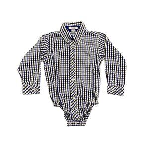 Kitestrings Baby Boy Blue Plaid Button Down Bodysuit - Size 24 month - Like New!
